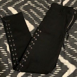 Caution To the Wind Lace up Leggings